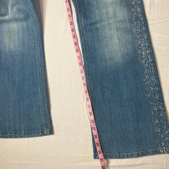Baccini‎ Women's Blue Sequin Denim Bootcut Jeans Size 8 - Picture 7 of 7